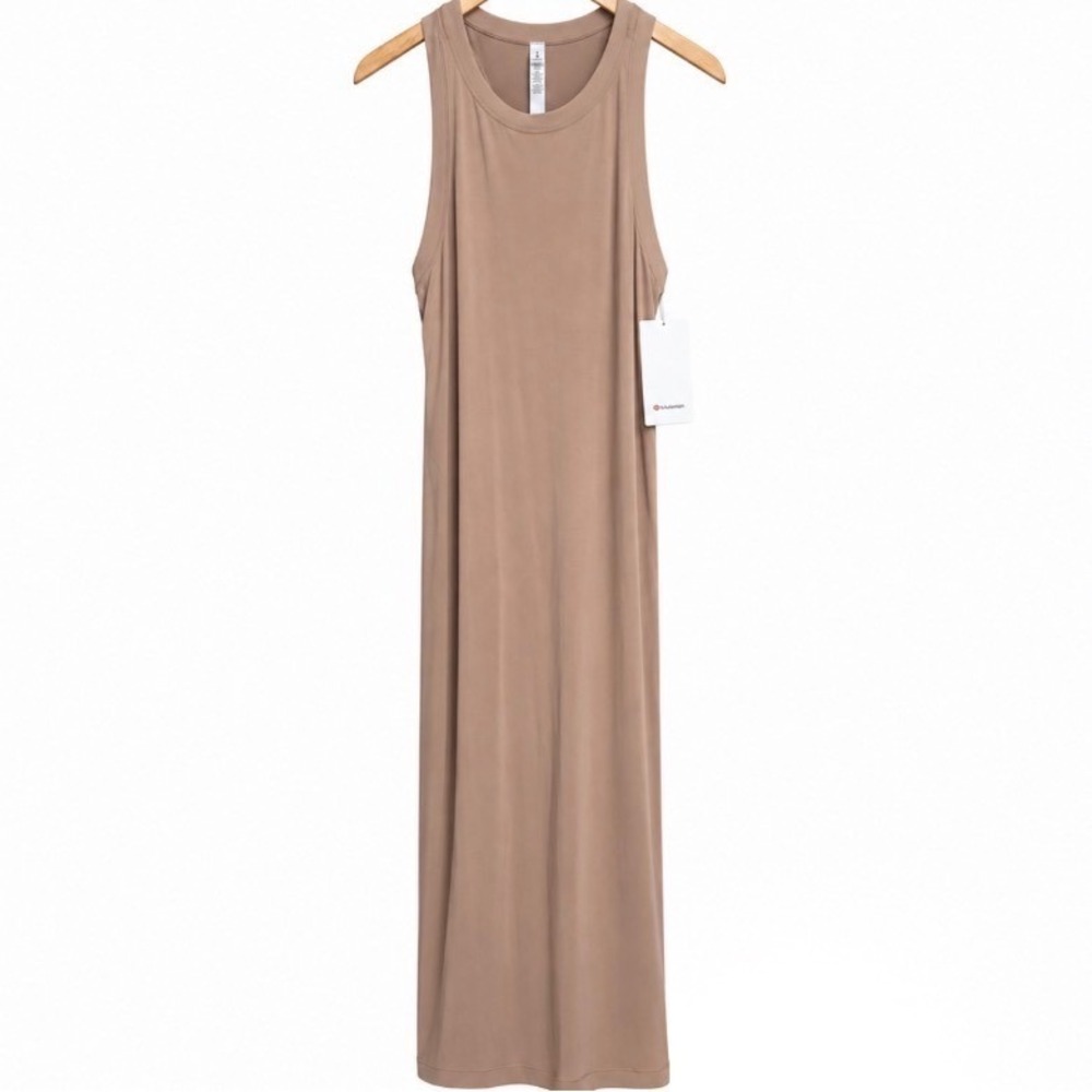 NWT Lululemon Ease of It All Dress Beach Wood Tan Brown Midi Sleeveless Size 6